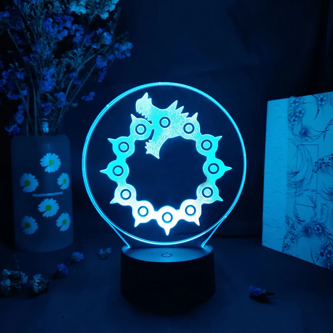 Dragon's Sin of Wrath Tattoo Manga Art Silhouettes 3D Visual Night Lamp Anime The Seven Deadly Sins Home Decoration LED Lights images - 6