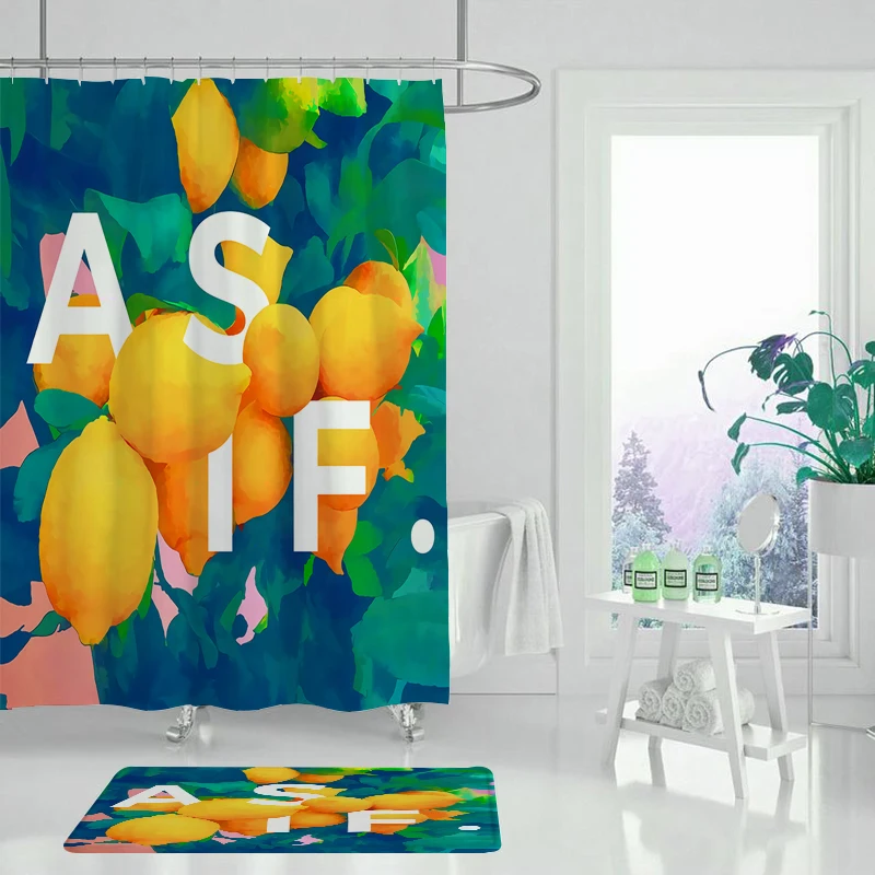 Занавеска для душа с принтом тропических фруктов простой и элегантный штор