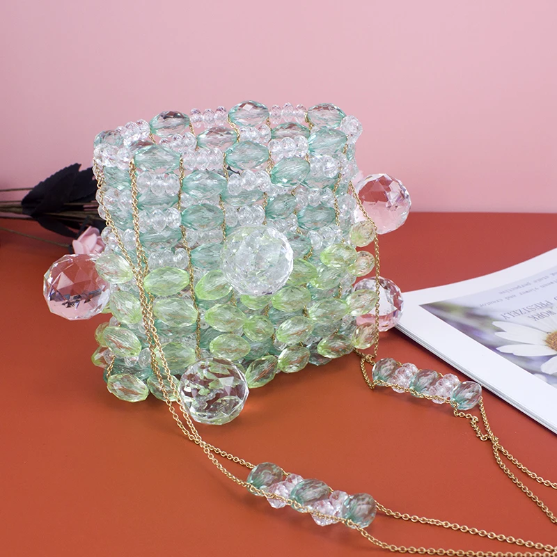 Брендовая Роскошная летняя маленькая плетеная Сумка со стразами отделанная