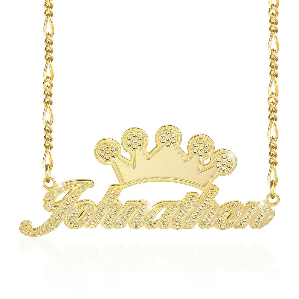 

2021 New Gold Plated Personalized Crown Name Necklace Women Gift