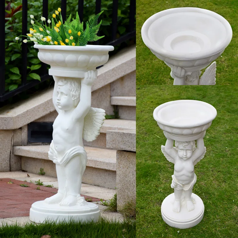 Большой размер 76 см аксессуары для дома и сада Двор ангел мальчик держатель