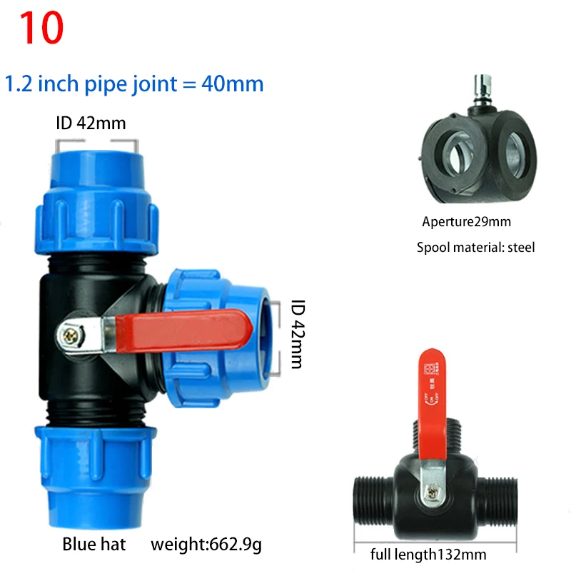 3-ходовой шаровой кран из ПВХ для капельного орошения клапан воды запорный