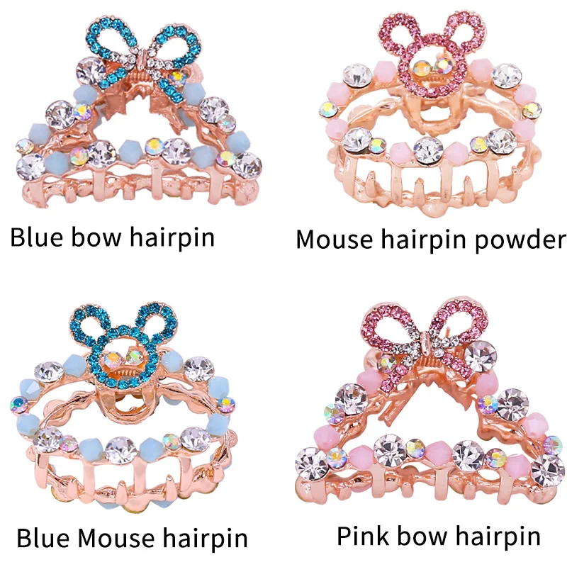 Элегантные металлические стразы с бантом/маленькой мышью зажим для волос