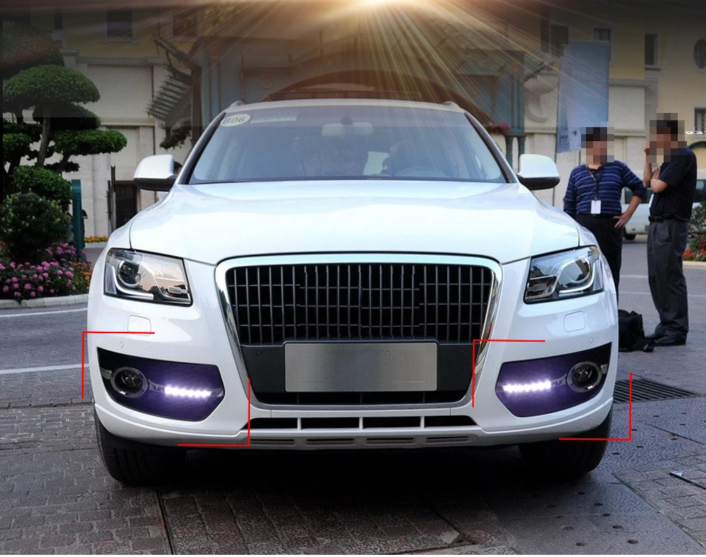 Автомобильный мигающий 1 пара DRL для Audi Q5 2010 2011 2012 2013 светодиодный DRL Дневной ходовой светильник s Дневной светильник противотуманная фара крышка отверстие светильник