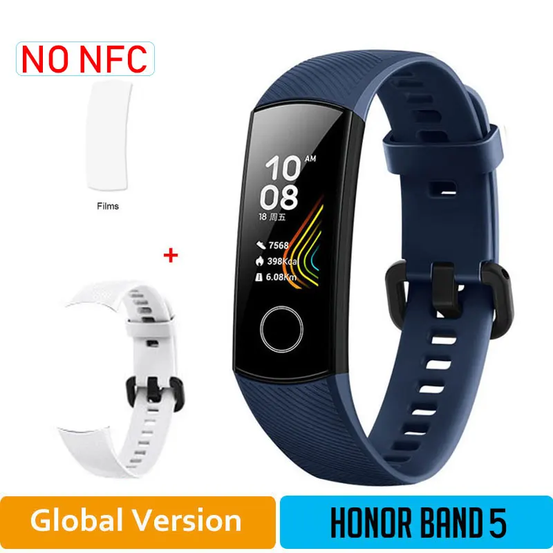 GLBlue5moW Глобальная версия Honor Band 5 браслет с кислородом крови смарт-трекеры активности Bluetooth умный Браслет мониторинг сердечного ритма - Цвет: GLBlue5moW