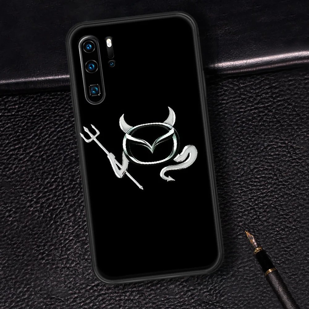 

Sports Car Mazda Logo Phone Case For Huawei P Mate 10 20 30 40 Pro Lite Smart 2019 2021 black Back 3D Waterproof Tpu Coque