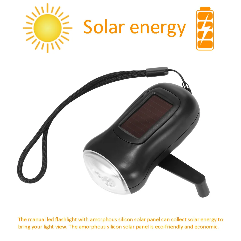 Экстренное зарядное устройство фонарик ручной генератор заводное на солнечной