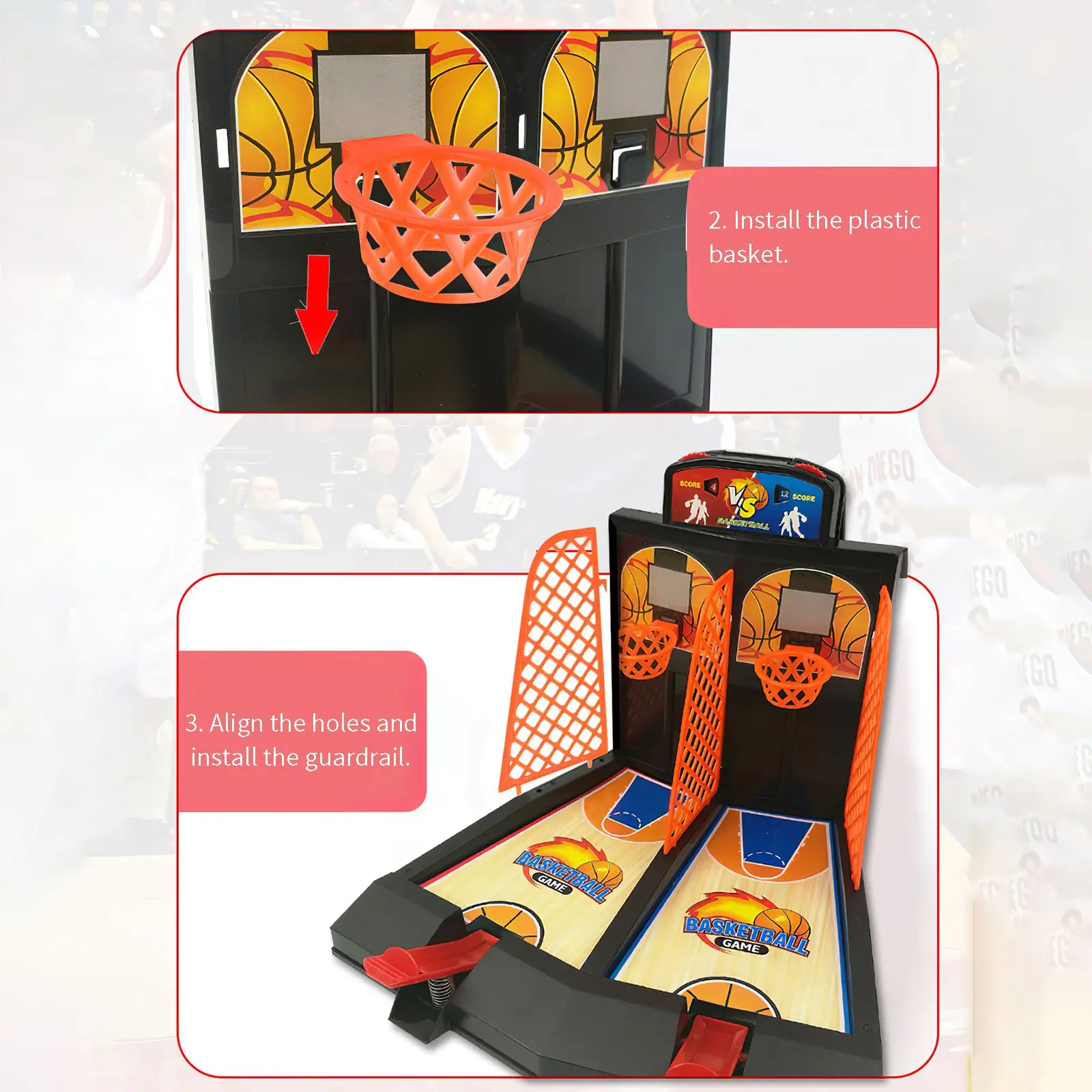 Детская игрушечная настольная баскетбольная площадка легко собираемая игрушка
