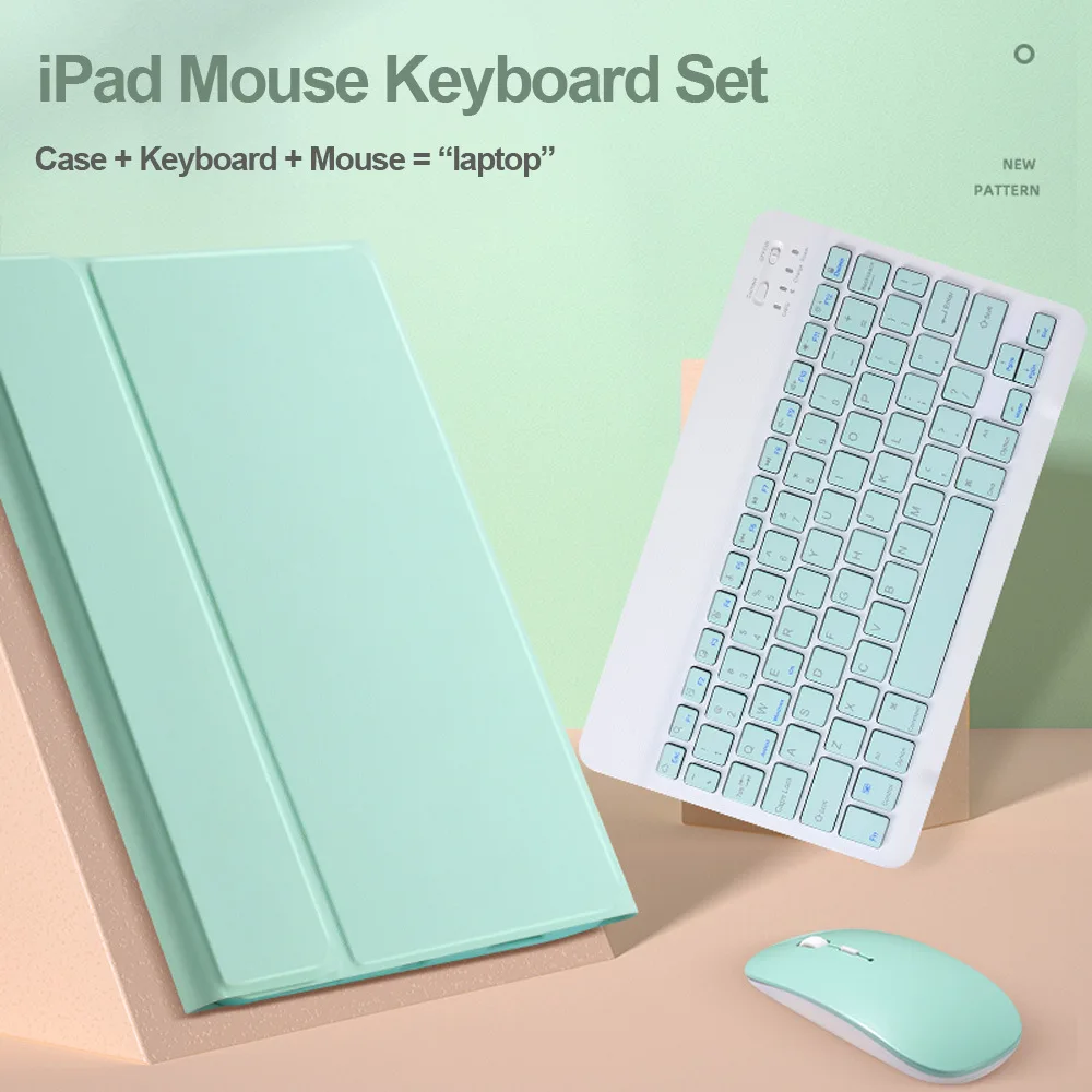 Чехол с Bluetooth клавиатурой мышью для iPad Mini 1 2 3 4 5 7 9 дюйма умный чехол Кожаный