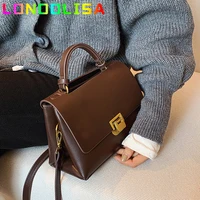 Vintage Pure Color Tote Bag 2021 Fashion New Quality PU Leather Women's Designer Handbag High Capacity Shoulder Messenger Bag