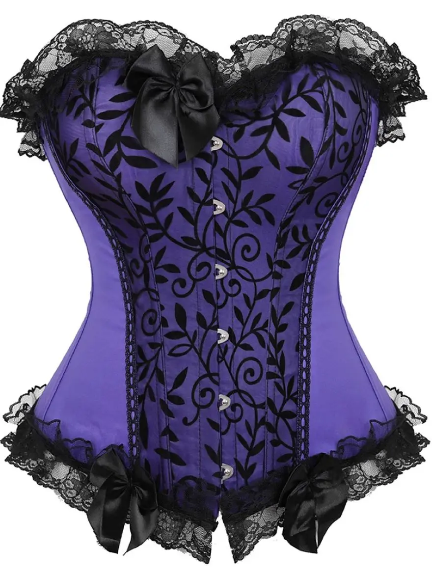 Женский Викторианский сексуальный цветочный кружевной корсет с облегающим