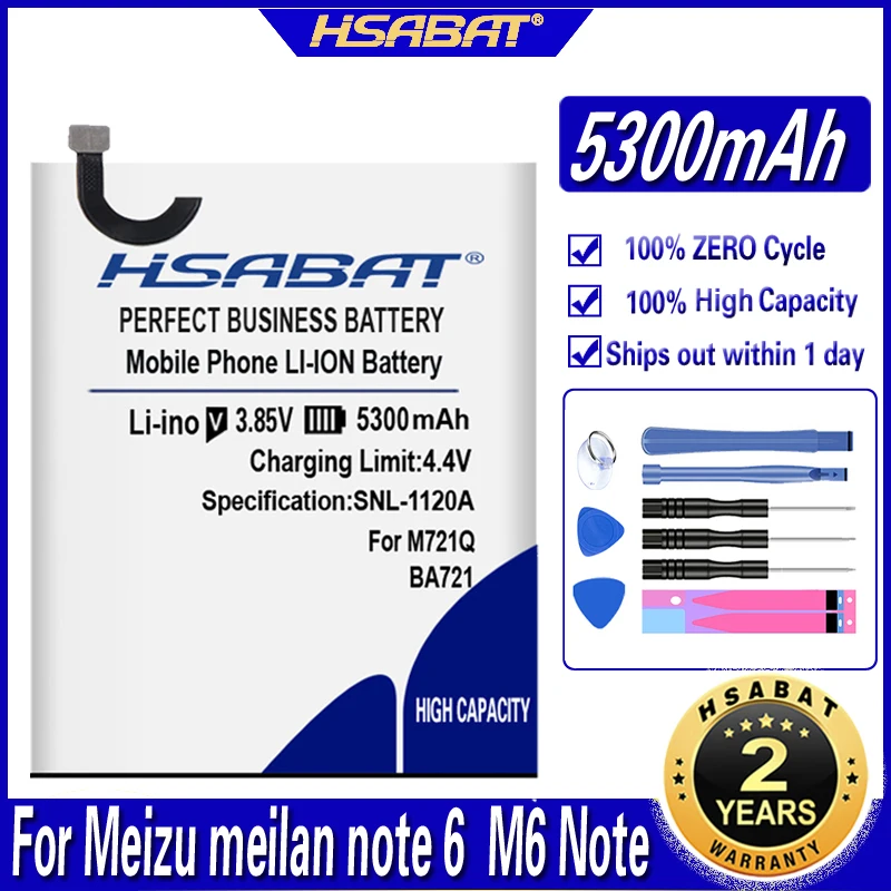 Аккумулятор HSABAT BA721 5300 мАч для Meizu meilan note 6 M6 Note M721Q M721H M721L|Аккумуляторы мобильных