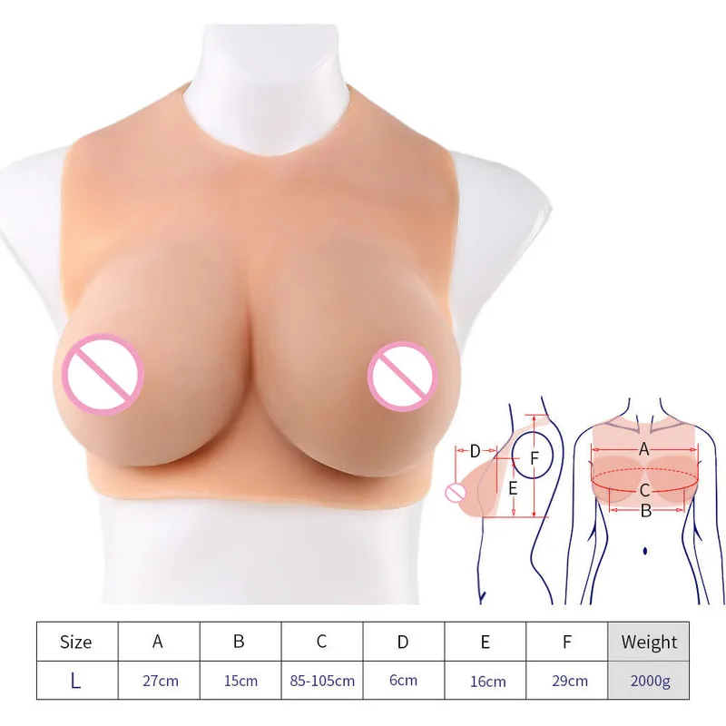 2000g Halfbody Silicone Breast Forms F Cup Realistic Boobs Enhancer Plus Size BraTransgender Queen Transvestite Mastectomy Bra
