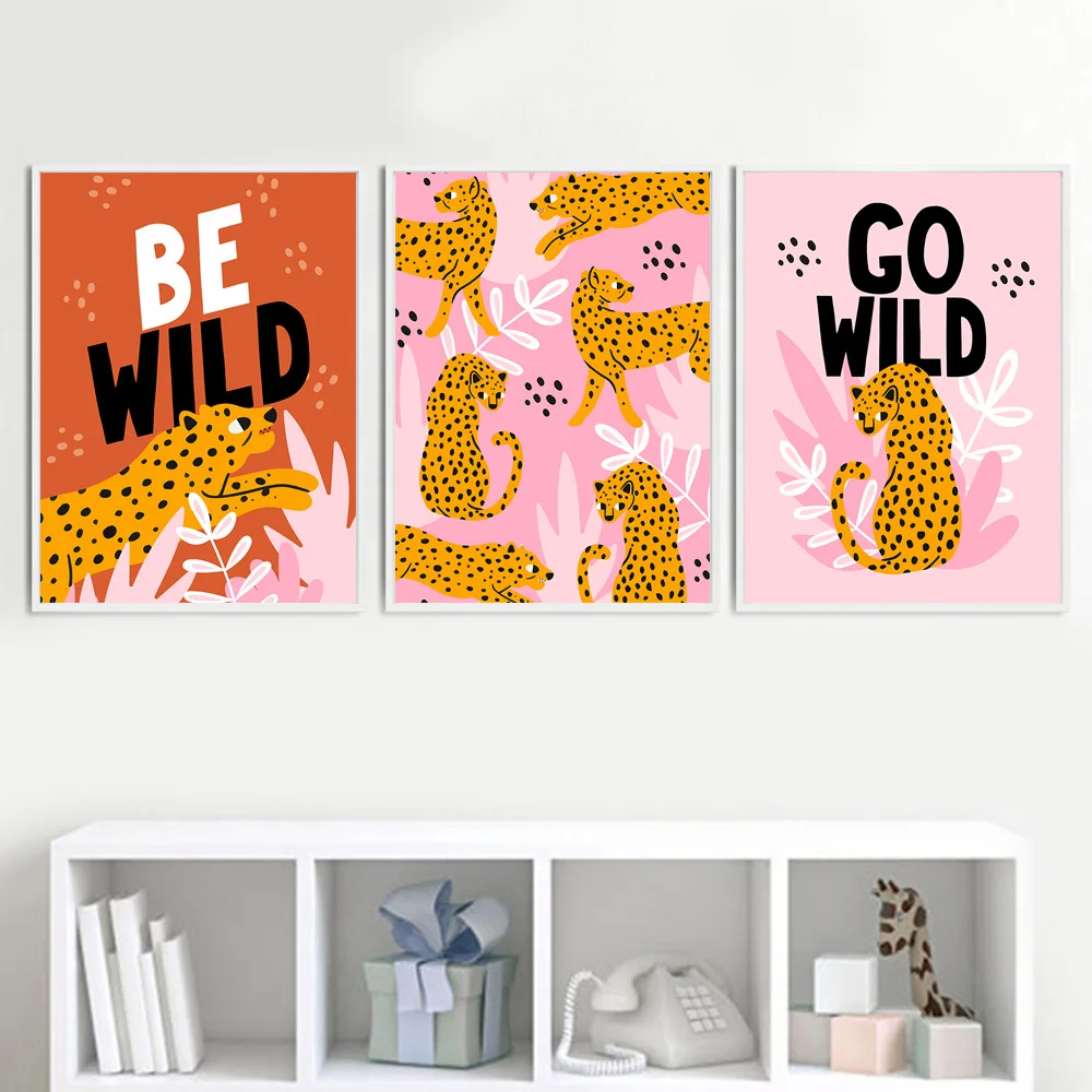 Настенные картины на холсте с изображением диких животных леопарда листьев | Дом