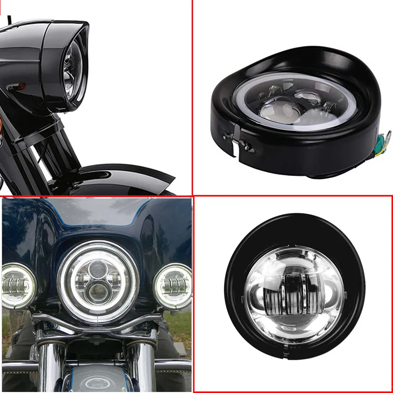 Передняя фара для мотоцикла Harley Touring FLD Road King Electra Glide Trike 7 дюймов облицовочная 4 5