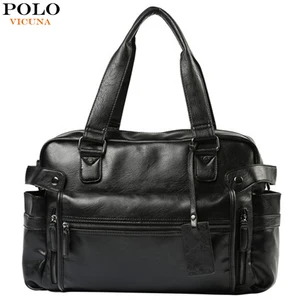VICUNA POLO, Большая вместительная кожаная дорожная сумка для мужчин, однотонная мягкая кожаная мужская сумка-тоут, сумки через плечо, мужская сумка