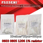 33 значения X20pcs = 660pcs 0603 0805 1206 SMD набор резисторов в ассортименте 1R 1ohm-1M Ом 1% Образец Комплект Новый 1K 10K 100K 200K 680R