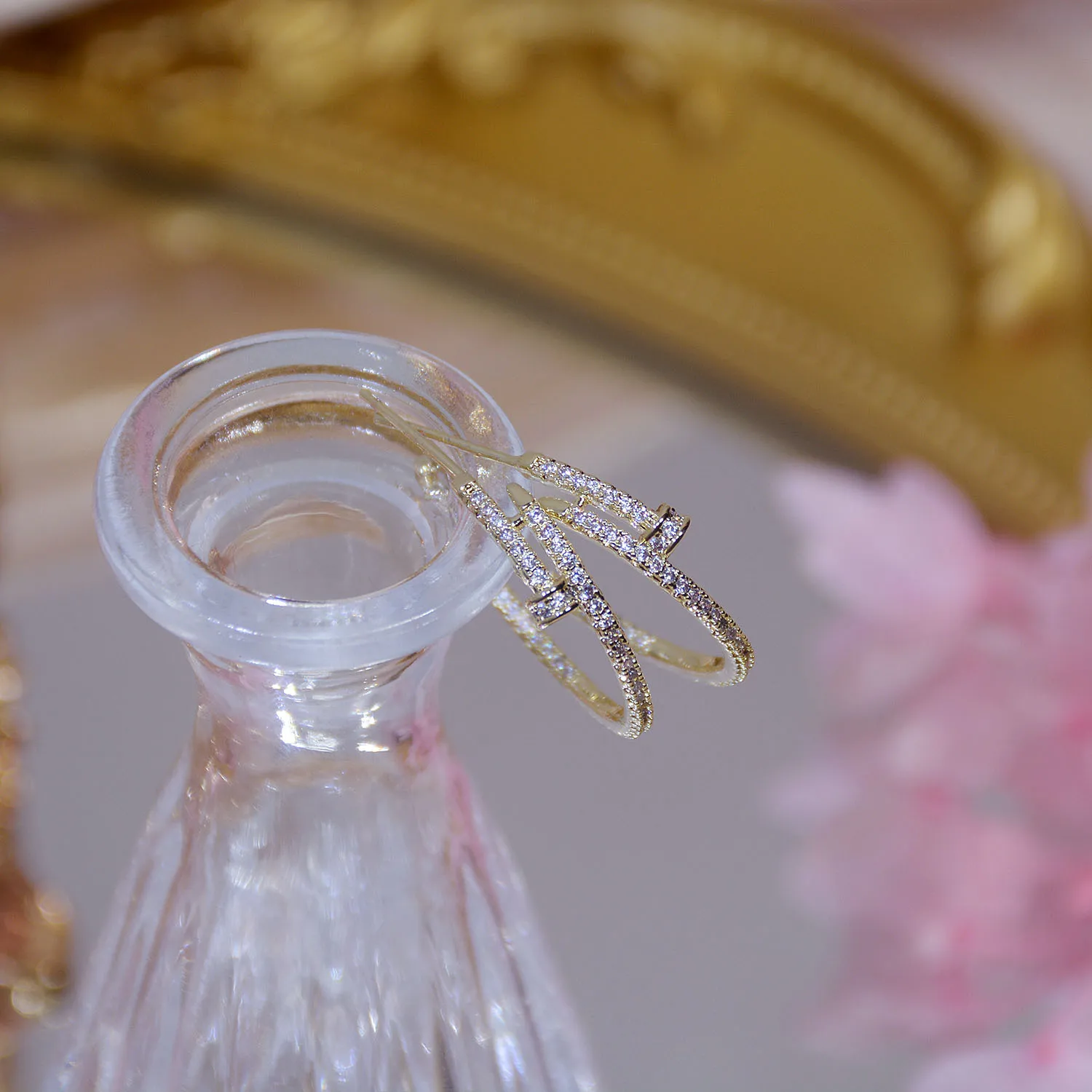 

14K Real Gold S925 Silver Needle Exquisite Micro-inlaid Zircon Nail Shape Stud Earrings for Women Daily Jewelry