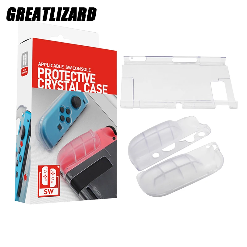 Greatlizard PC Materials Grip Protection Cover For Nintendo Switch Console Controller Accessories, Anti-Scratch Transparent Case