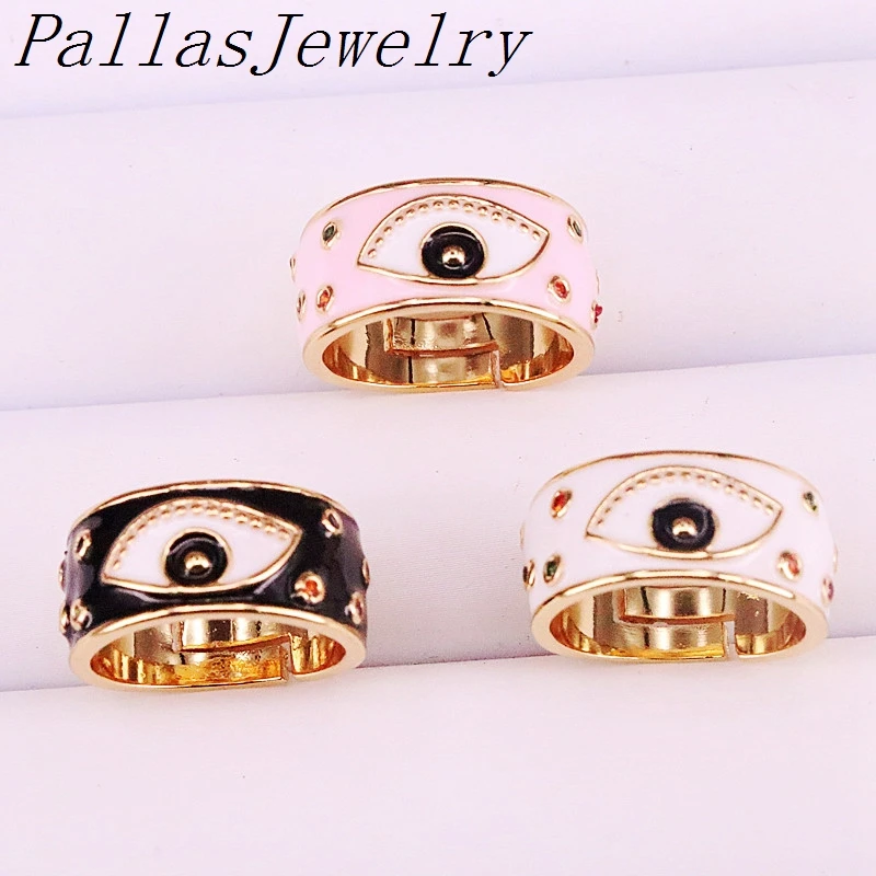 Золотые Регулируемые кольца эмаль для женщин и девушек 10 шт. модное кольцо с