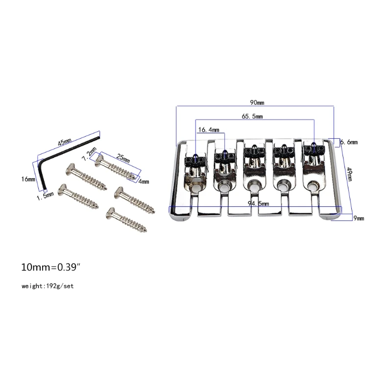 

5-String Hardtail Bridge Metal Guitar Bridge Guitar Ukulele Guitar Silver Color