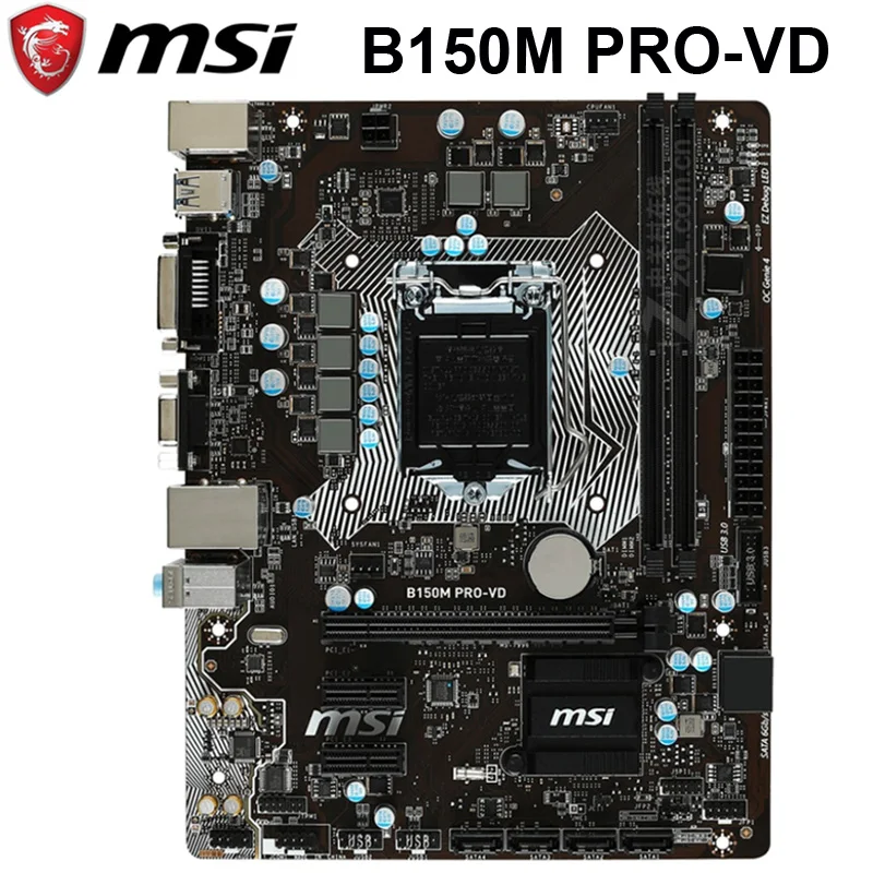 LGA 1151 MSI B150M PRO VD материнская плата DDR4 32 Гб PCI E 3 0 DVI SATA III Core i7/i5/i3 Настольный B150