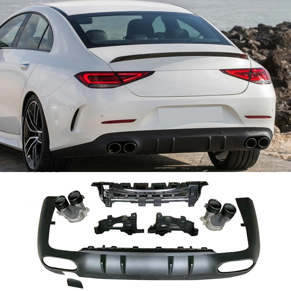 ПП черный задний бампер диффузор спойлер для Mercedes-Benz CLS класс C257 Спорт Non CLS53 AMG задний бампер диффузор