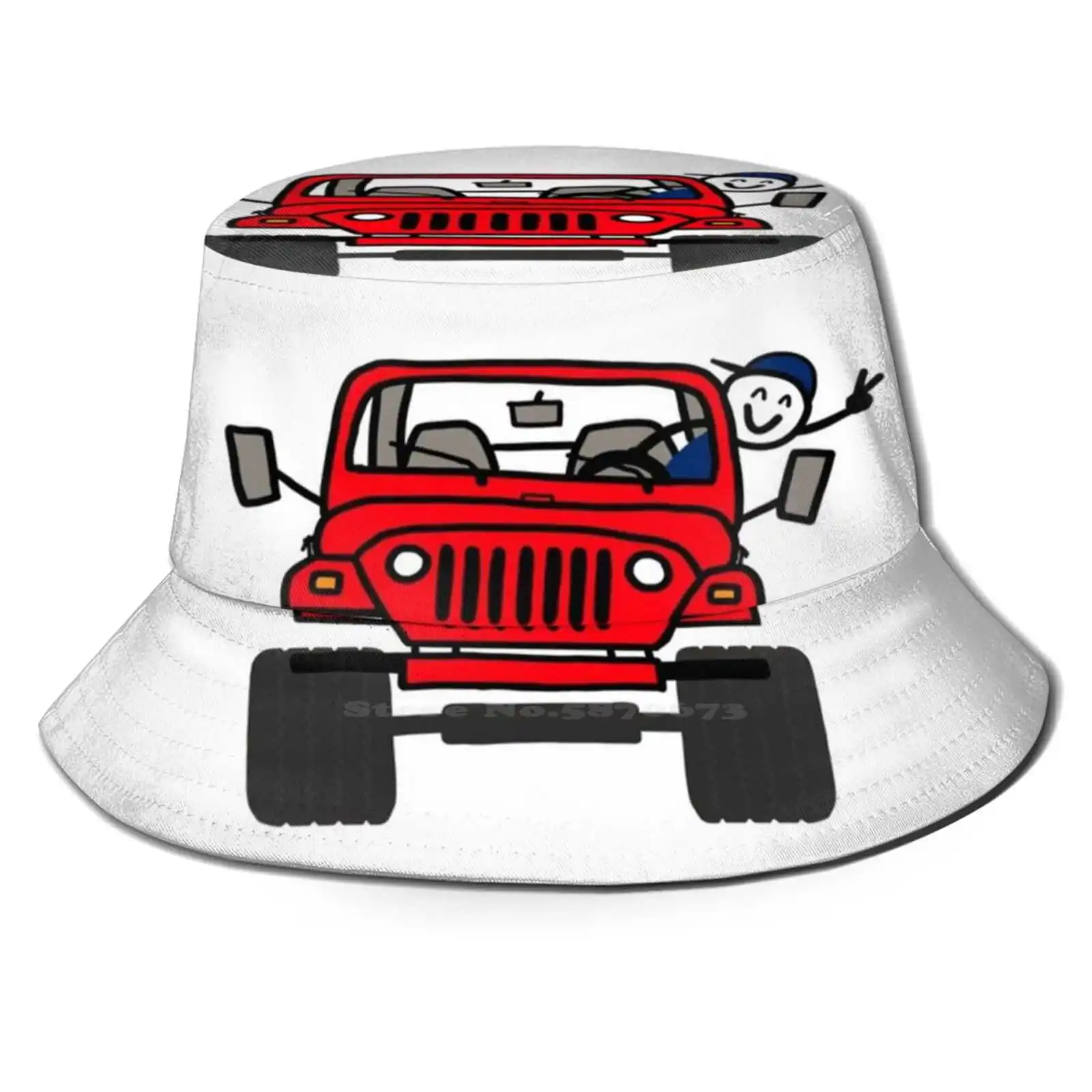 Wave Red-Boy Women Men Fisherman Hats Bucket Caps Sahara Rubicon Red Summer Fun Off Road 4x4 Lift Mod Humor Gag Road Trip Er