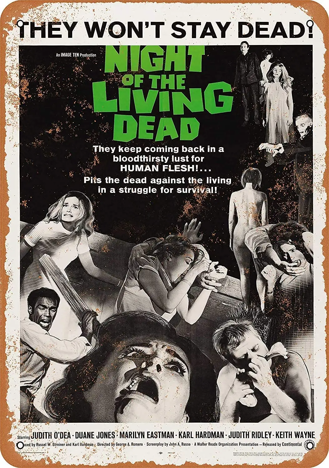 

Metal Wall Sign Tin Sign They Won't Stay Dead Night Of The Living Dead Poster Movie Theater Corridor Wall Decoration Retro Board