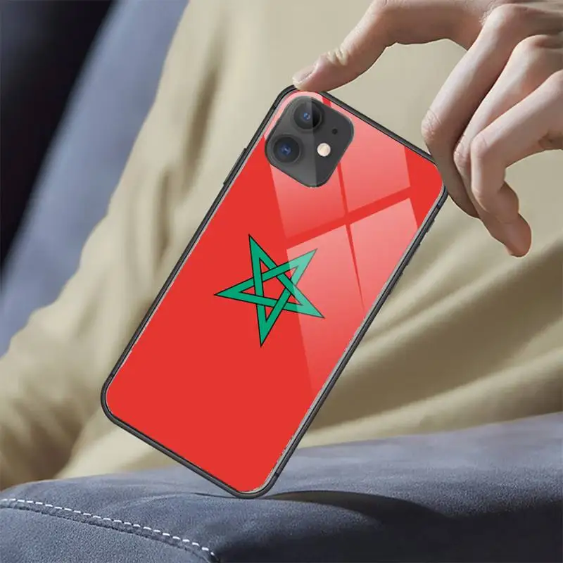 

Morocco Flag Coat Of Arms cover coque funda Phone Case Tempered glass For iphone 5C 6 6S 7 8 plus X XS XR 11 PRO MAX