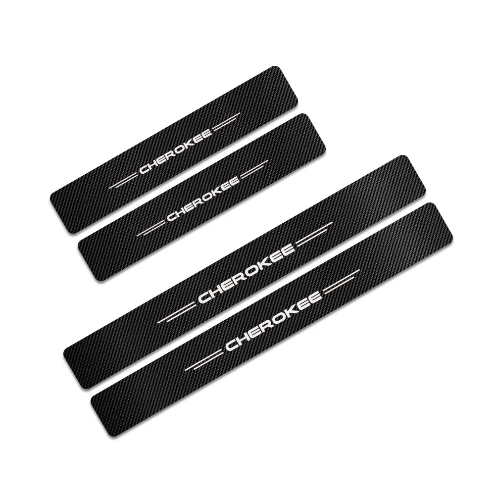 For Cherokee 4 шт., Накладка на порог автомобиля, углеродная наклейка для Jeep Renegade Wrangler JK TJ Rubicon Cherokee, патриот, Трейл, ястреб, аксессуары для компаса - Название цвета: For Cherokee