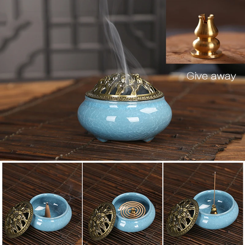 Портативная Домашняя керамическая курильница для благовоний с черным глазурью