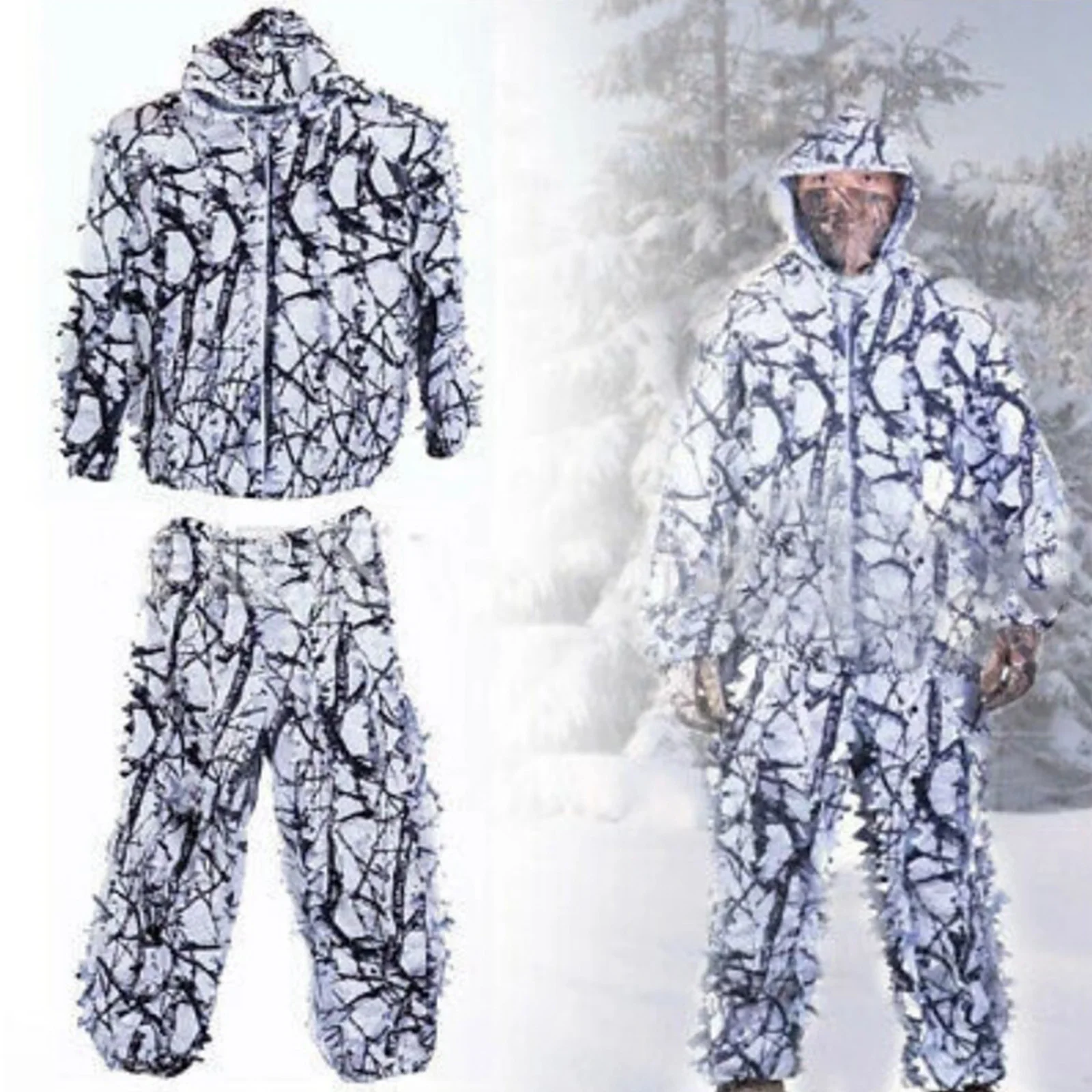 

Breathable Leafy Camo Hooded Stretchy Ghillie Suits Clothes Jacket Pants for Hunting Shooting Snow Wildlife Photography