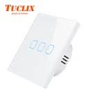 Сенсорный выключатель TUCLIX, 3 клавиши, 1 канал, настенный выключатель сенсорного экрана, панель переключателя из хрустального стекла, не может управляться дистанционно