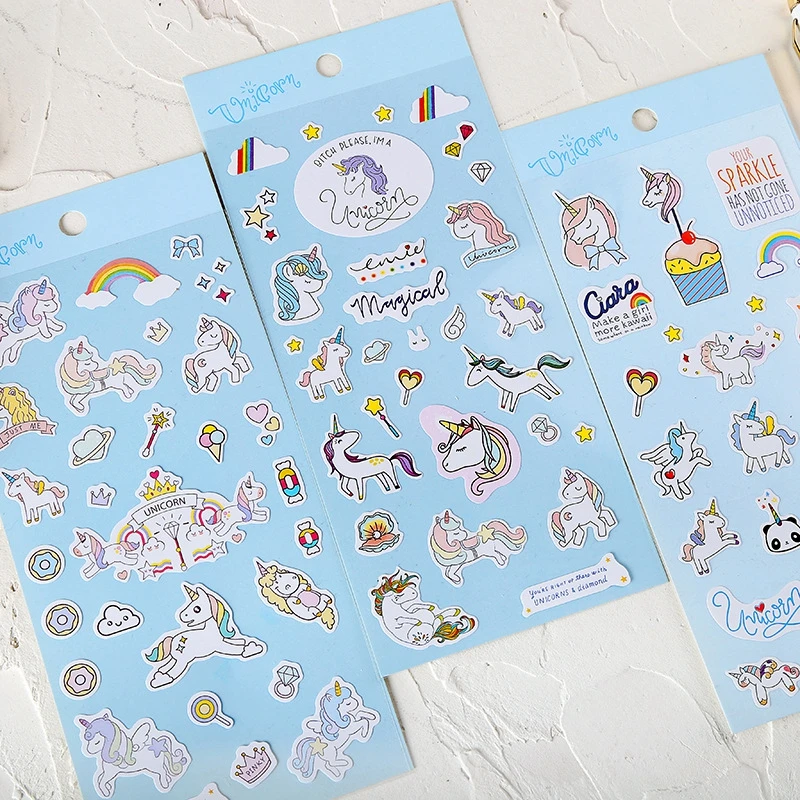 Мультяшные стикеры с единорогом Стик для скрапбукинга этикетка детские наклейки