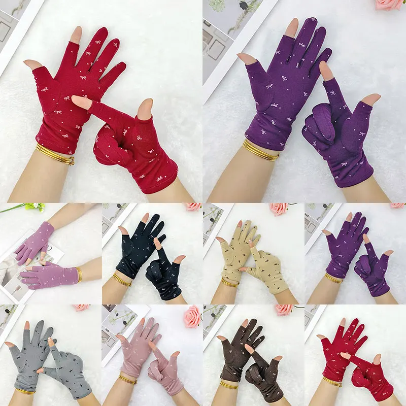 

Comfortable Cotton Driving Cycling Gloves Trendy Anti-Slip Breathable Mittens Spring Summer Fingerless Gloves Half Finger Gloves