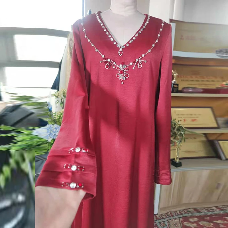 

Ramadan Eid Red Abaya Dubai Muslim Hijab Dress Turkey Islam Abayas Dresses For Women Robe Longue Jalaba Femme Caftan Marocain