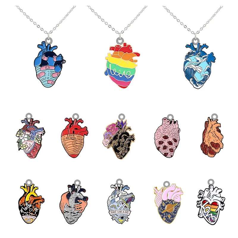 

TAFREE Heart Anime Pattern Various Models Jewelry Long Chain Necklace Acrylic Epoxy Design Tiny Epoxy Pendant Necklace Jewelry