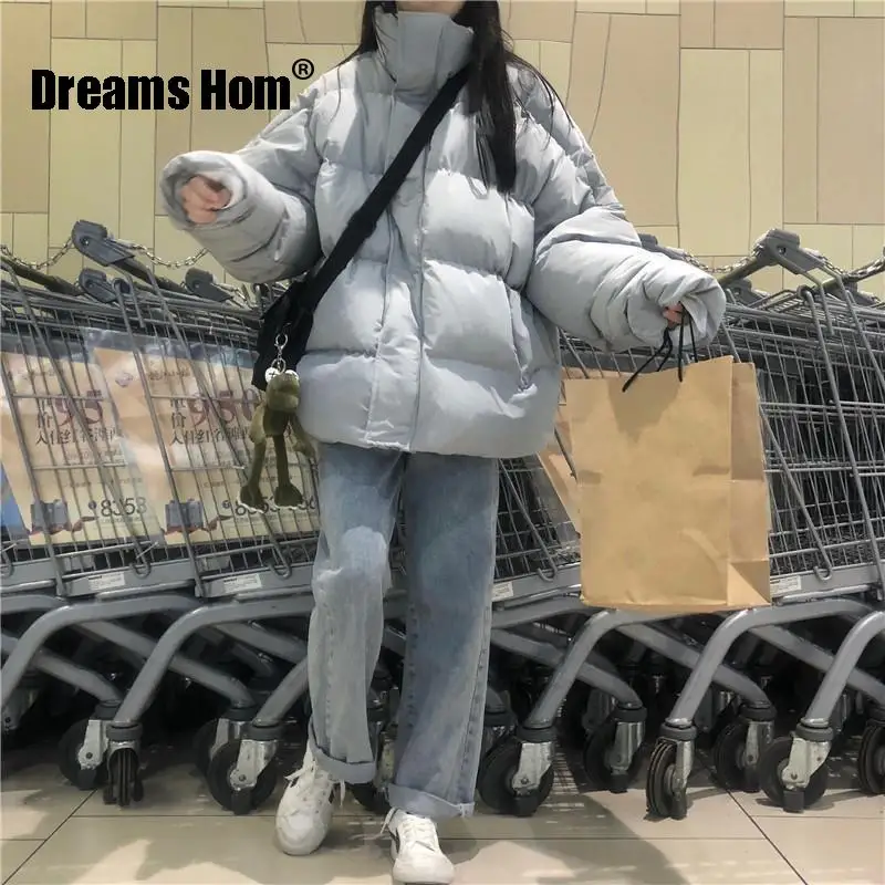 

Oversized Women Snow Wear Outwear Puffer Jacket Female Hooded Loose Korean Bubble Coat Winter Warm Thick Short Parkas Mujer