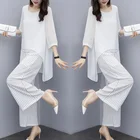 Шифоновые брючные костюмы, женские брючные костюмы для матери наряд для невесты, 2019, строгие, свадебные, полосатые, широкие, свободные, комплекты из 3 предметов