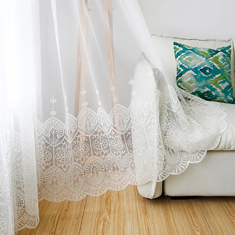 Белые европейские занавески с вышивкой маленькие свежие на балкон занавеска для
