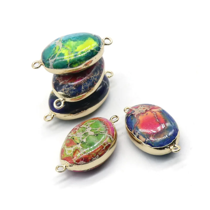 Натуральный камень Императорский нерегулярный двойной кулон ручная работа