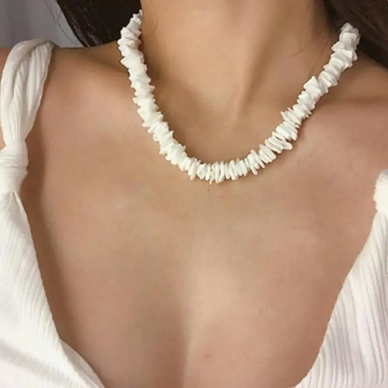 Женское Ожерелье-чокер из натурального ракушка с неровными кристаллами