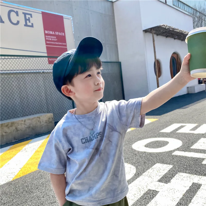 Одежда для малышей Детская футболка с короткими рукавами мальчиков Новинка лета