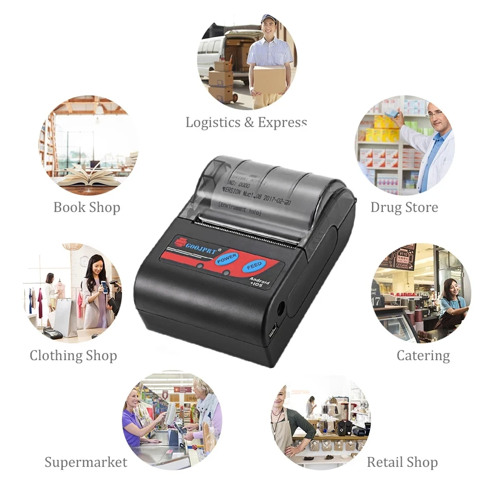 

Thermal Printer Receipt Portable Mini Pos Bluetooth Pokect Printer 58mm Inkless Support Logo Printing For Android iOS Windows