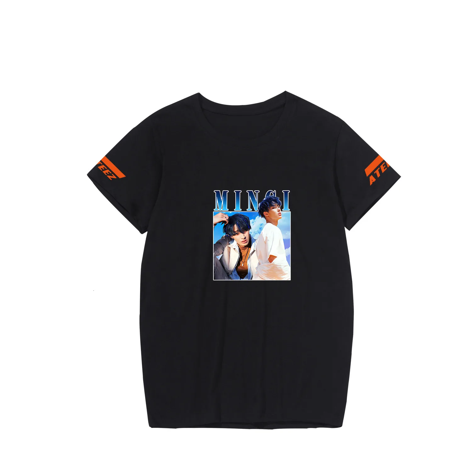 ATEEZ футболка Для женщин футболка Femme одежда товар стиль 4xl одежда короткий рукав Для женщин тройник - Цвет: black - mingi