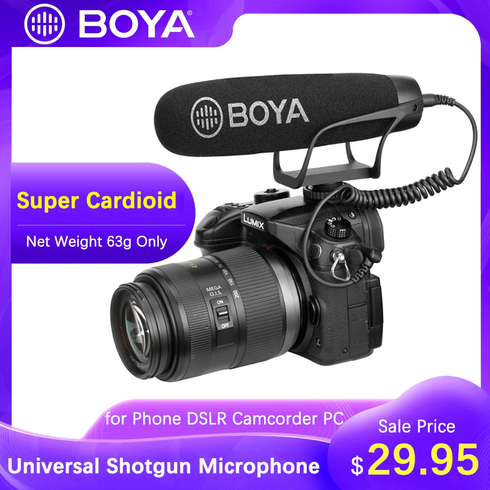 

Микрофон BOYA BY-BM2021 Super Cardiod Shotgun для iPhone Android смартфона планшета SLR камеры видеокамеры ПК запись видео микрофон