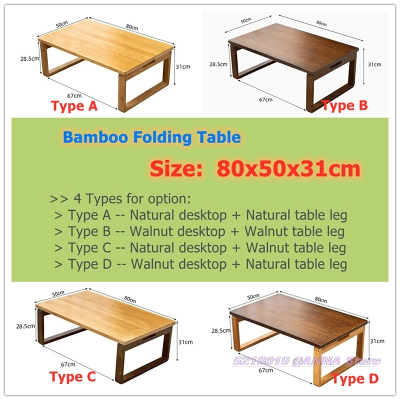 

Super Quality Bay Window Table 80x50x31cm Small Coffee Folding Desk Home Supplies Japanese Style Natural Bamboo Furniture Walnut