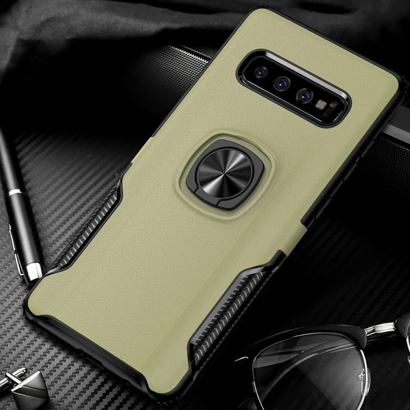 Ударопрочный чехол с магнитным кольцом для samsung S10 Plus S 9 10 A8 силиконовые чехлы для samsung Galaxy S10Plus чехол A 8 - Цвет: Gold