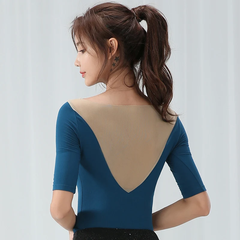 Топ женский для латиноамериканских танцев с V образным вырезом и коротким